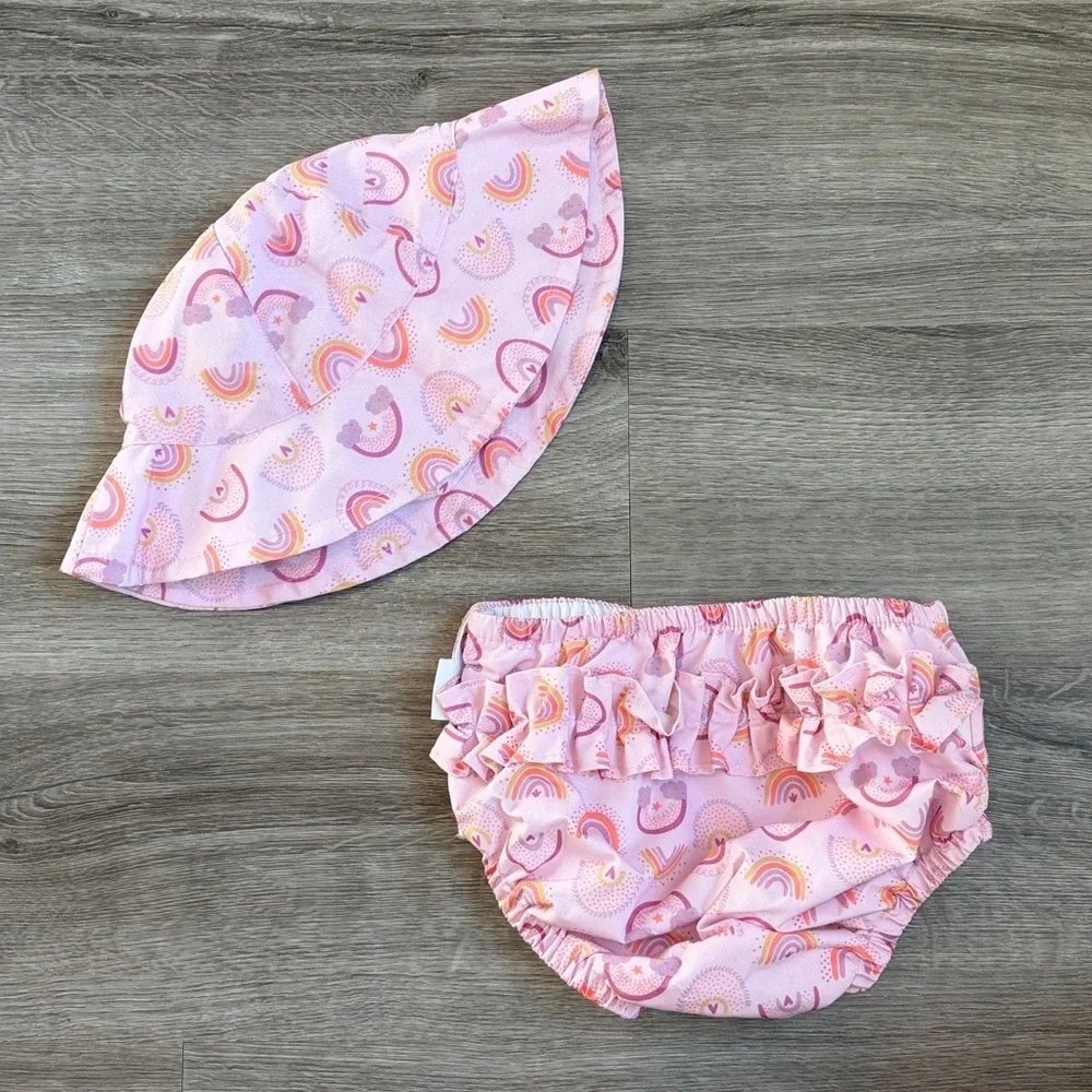 Tahari baby girls beach hat + swim diaper